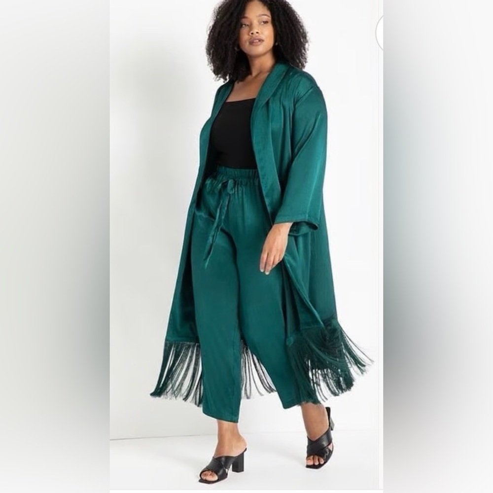 Eloquii Green Satin Pants Size 14